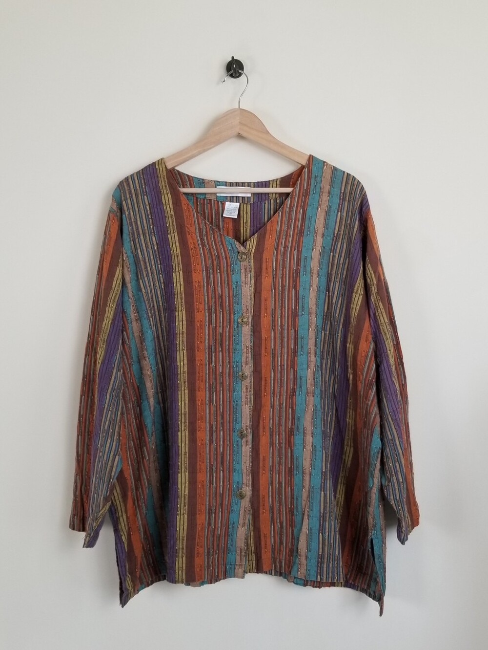 Maggie & Max Textured Cotton V-Neck Top Size 3X
